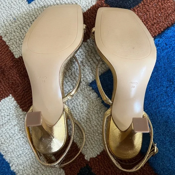 Mango Elegant Gold Strappy Heels - Picture 5 of 5